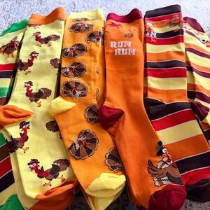Festive Turkey Themed Socks Set - Multicolor